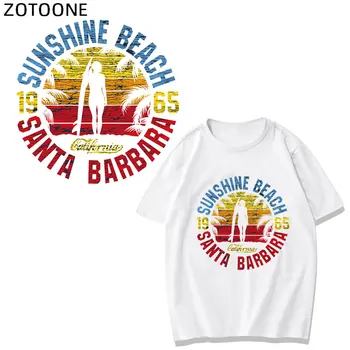 

ZOTOONE Fashion Surfer Girl Stickers Iron on Letter Patches Transfer for Clothes Heat Transfer Patch Summer Style Vinyl Applique