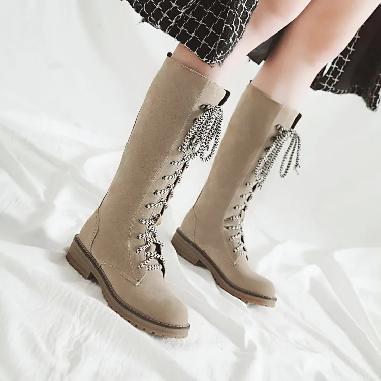 Oversized 11 12 thigh high boots knee over the women ladies Cross binding with suede | Обувь