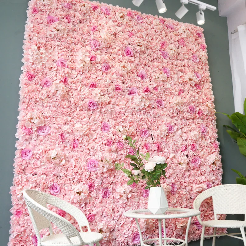 

40x60cm Wedding Backdrop Decoration Silk Rose Artificial Flower Wall Christmas Home Decor Champagne PhotoBooth Fake Flower Wall