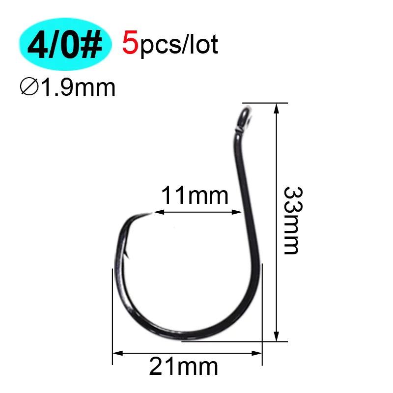 ICERIO 5 шт. рыболовный крючок с заусенцем Осьминог Catfish Snapper круг соленой воды крюк высокоуглеродистой стали Офсетные Крючки 1#~ 9/0# рыболовные снасти - Цвет: 5pcs  4I0