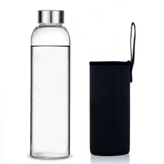 Glass Water Bottle with Stainless Steel Lid and Protective Bag, Sport Bottle, BPA Free, Travel Drink Bottle 360ml, 420 ml, 550ml Glass Water Bottle with Stainless Steel Lid and Protective Bag, Sport Bottle, BPA Free, Travel Drink Bottle 360ml, 420 ml, 550ml