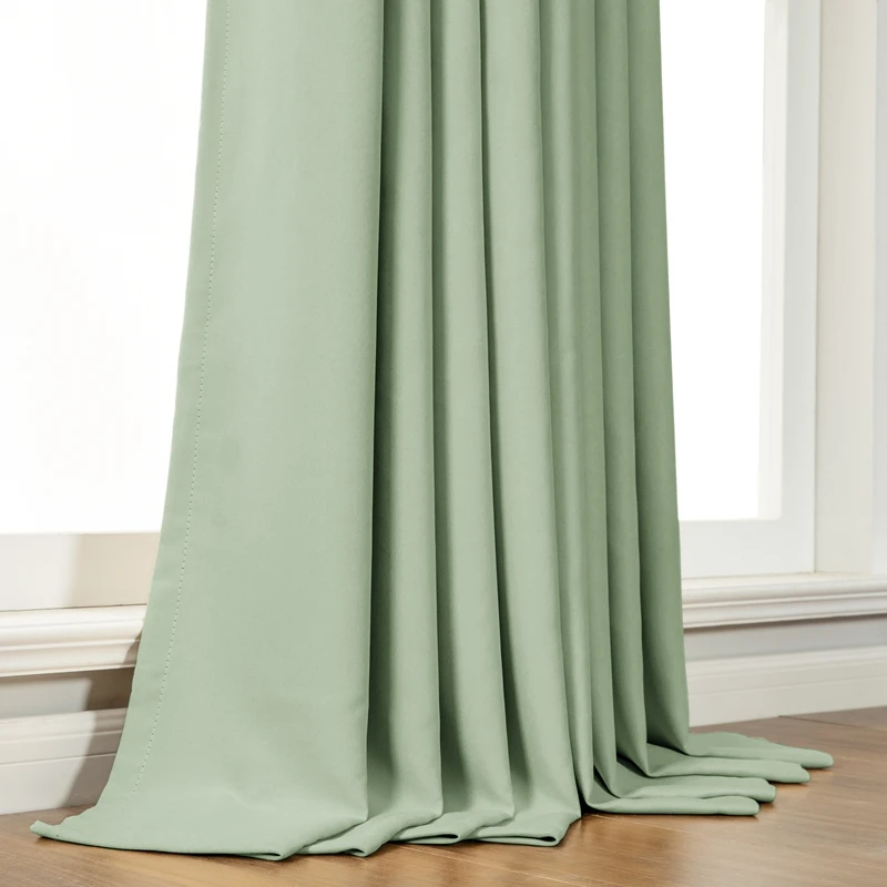 green curtains