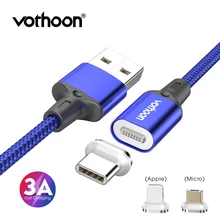 Vothoon 3A Magnetic USB Cable Fast Charging Micro USB Type C Cable For Samsung iphone 11 Pro Magnet Charger Mobile Phone Cable