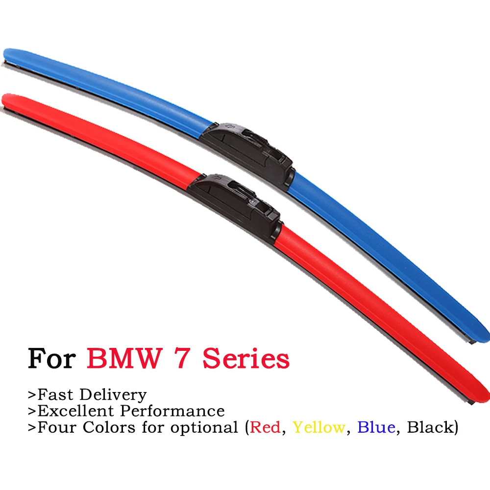

HESITE Colorful Hybrid Windshield Wipers For BMW 7 Series F01 F02 F03 F04 G11 G12 E66 Accessories 2Pcs Red Yellow Wiper Blades