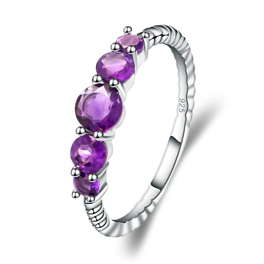 Gem's Ballet 1.28Ct Natural Amethyst Gemstone Stackable Ring For Women Wedding Band Ring 925 Sterling Silver Fine Jewelry Gem's Ballet 1.28Ct Natural Amethyst Gemstone Stackable Ring For Women Wedding Band Ring 925 Sterling Silver Fine Jewelry