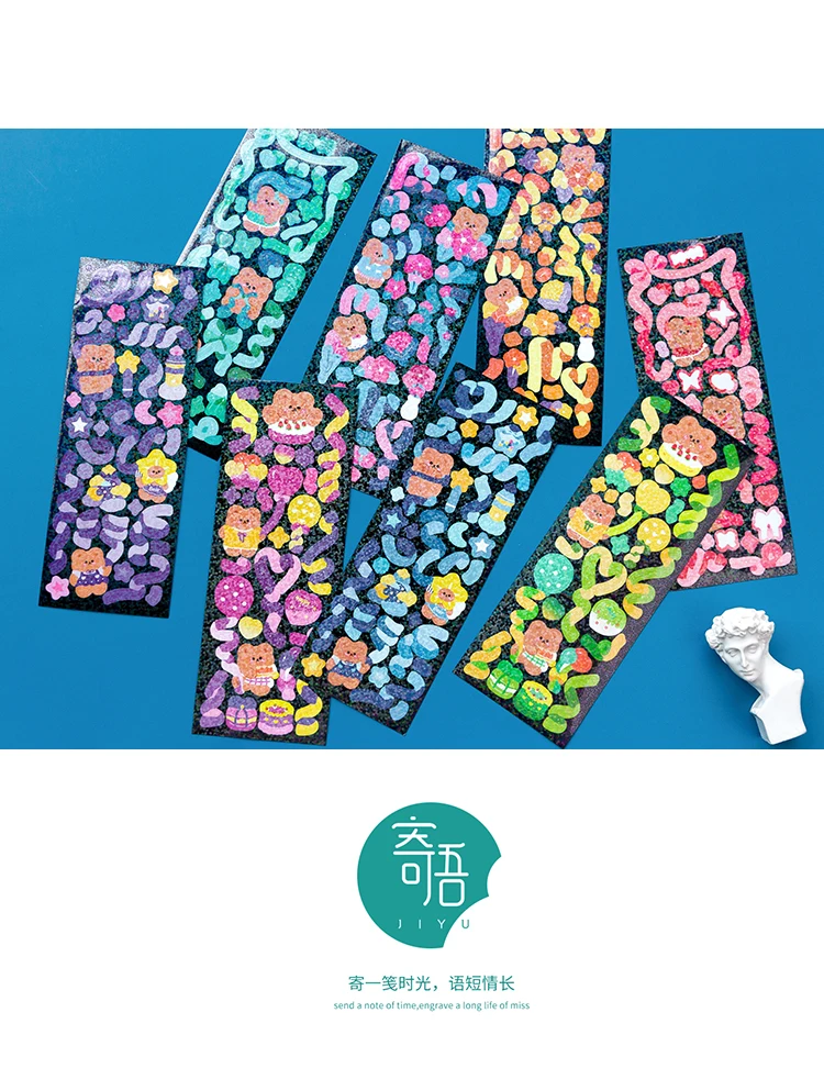 2 Sheets/lot Laser Bling Ribbon Scrapbook Stickers Confetti Decoration DIY Photo for Journal Diary Album Stationery