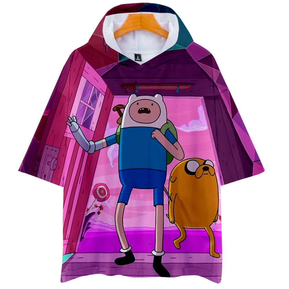 Adventure Time with Finn and Jake толстовка с капюшоном короткими рукавами летняя Толстовка в