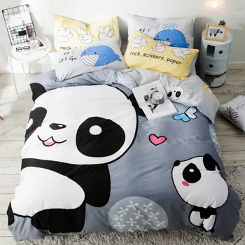 

Panda Bedding set 100% cotton fox duvet cover set 3pcs/set boys bed linen kid single bedclothes 2-15year girl dinosaurs bed set