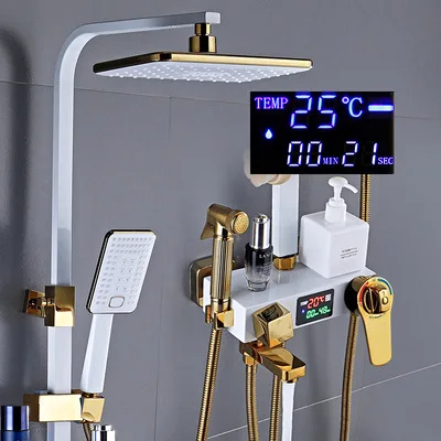 Термостатический душ светодиодный душ с цифровым дисплеем кран настенный душевой кран Душевая система дождевая душевая головка