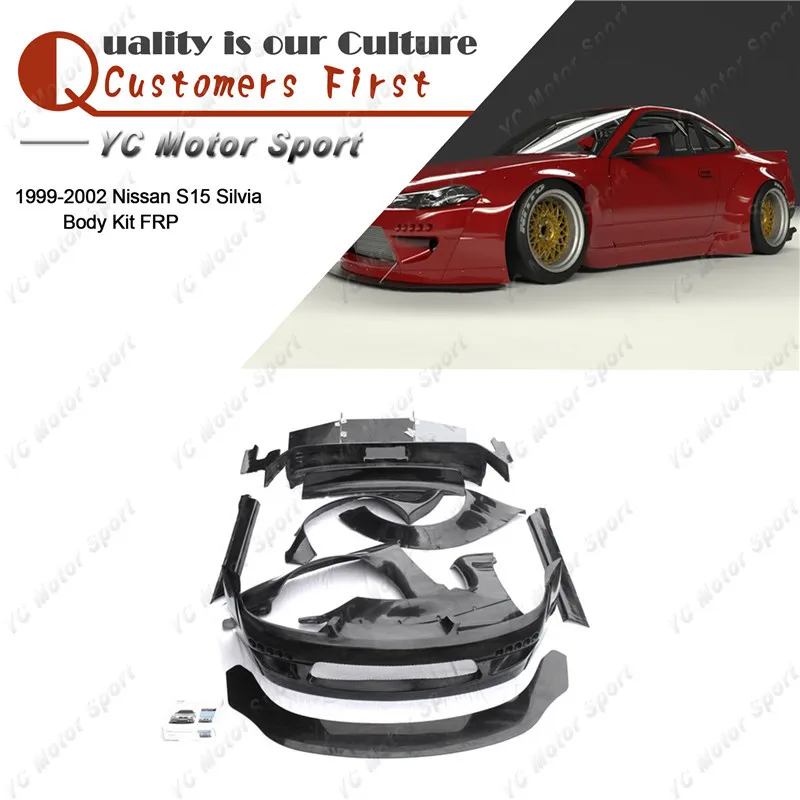 Frp Fiber Glass Bodykit Adatto Per 1999-2002 S15 Silvia Body Kit Rb Style Bumper Lip Fender Gonna Laterale Diffusore Spoiler