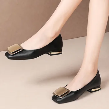 

Women Shallow Flats SheepSkin Ballet Flats Prom Office Shoes Woman Spring Autumn Metal Decoration Loafers