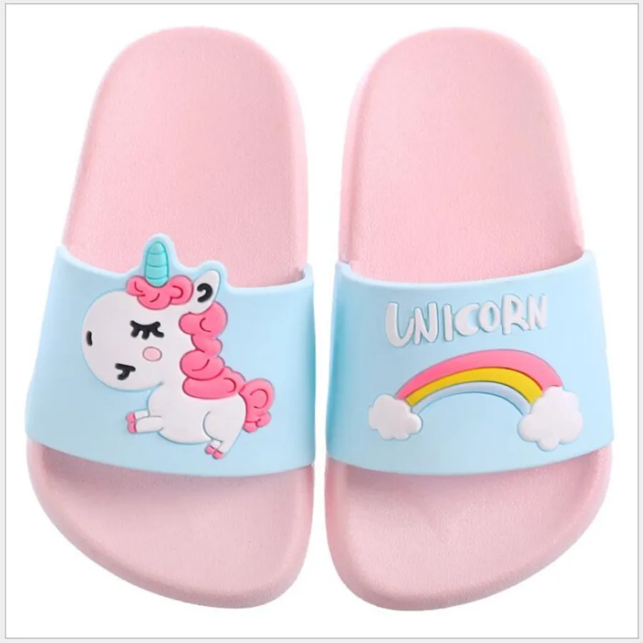 Zapatillas de unicornio para niño y niña, zapatillas de Interior de arcoíris, sandalias antideslizantes de playa, zapatos de casa para niño pequeño, gran oferta
