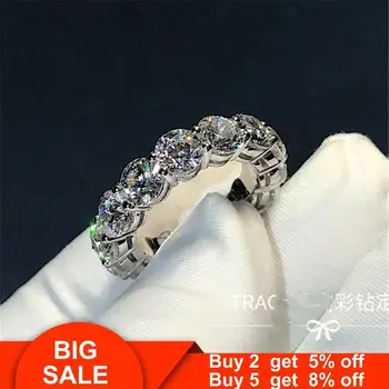 

Eternity Promise ring 925 Sterling silver Round 4mm AAAAA cz stone Engagement Wedding Band Rings for women Bridal Party Jewelry