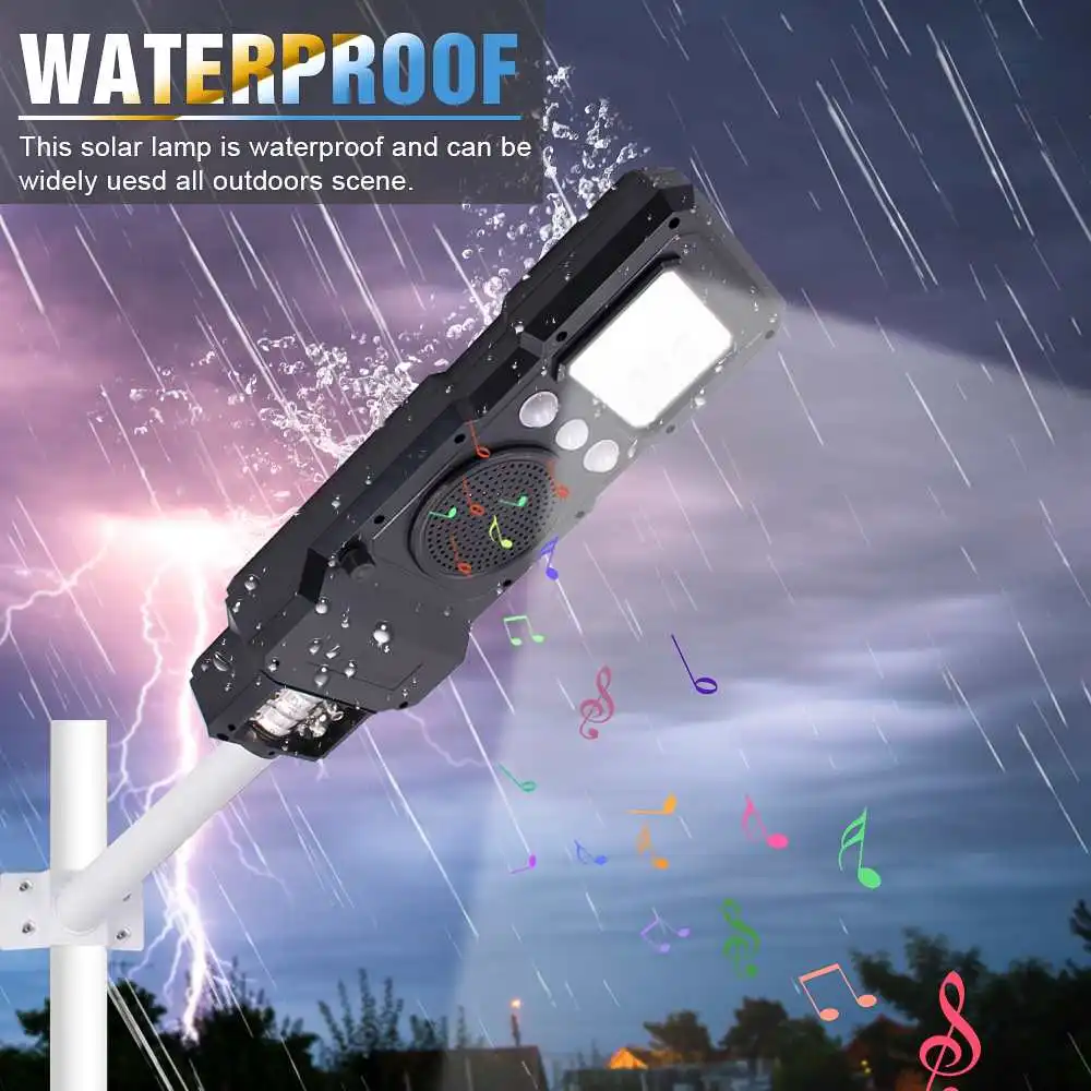 

Music Solar Street Light 30W Light Control+Radar Sensing+Timer Waterproof Outdoor Led Solar Light Flood Wall Light