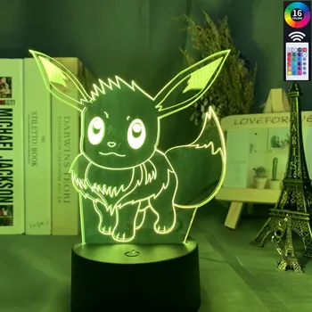 

3d Optical Desk Lamp Game Pokemon Go Eevee Figure Atmosphere for Kids Study Room Deco Colorful Child Led 3d Night Light Eevee