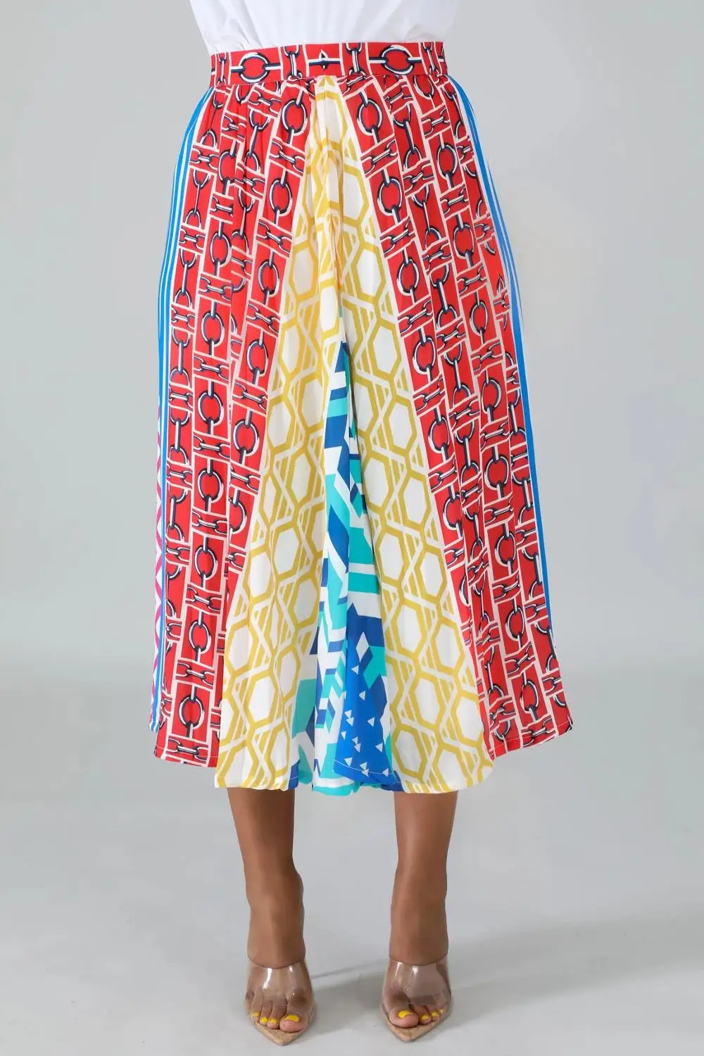 Lady summer sexy skirt casual high streetwear print midi skirt new style women high waist skirts SJ1890