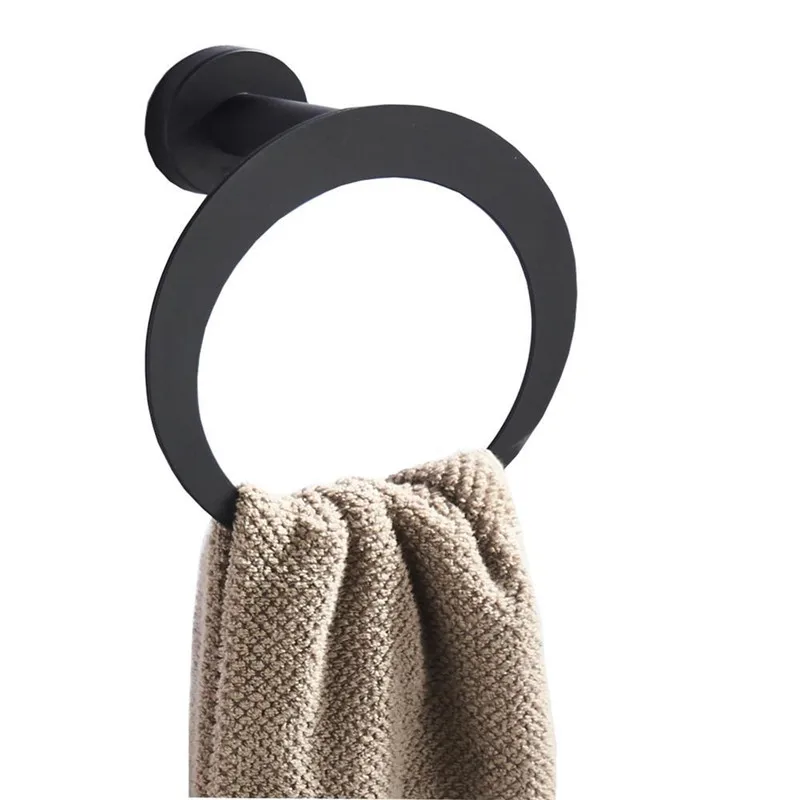 Towel ring2 Hongdec нержавеющая сталь премиум класса матовый черный набор аксессуаров для ванной комнаты - Цвет: Towel ring2