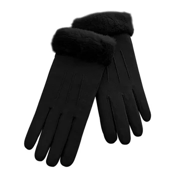 

Women Mittens Solid Bowknot Elegant Cosy Keep Warm Outdoor Sports Faux Suede Ladies Full Finger Winter Gloves Skiing Soft Cuff