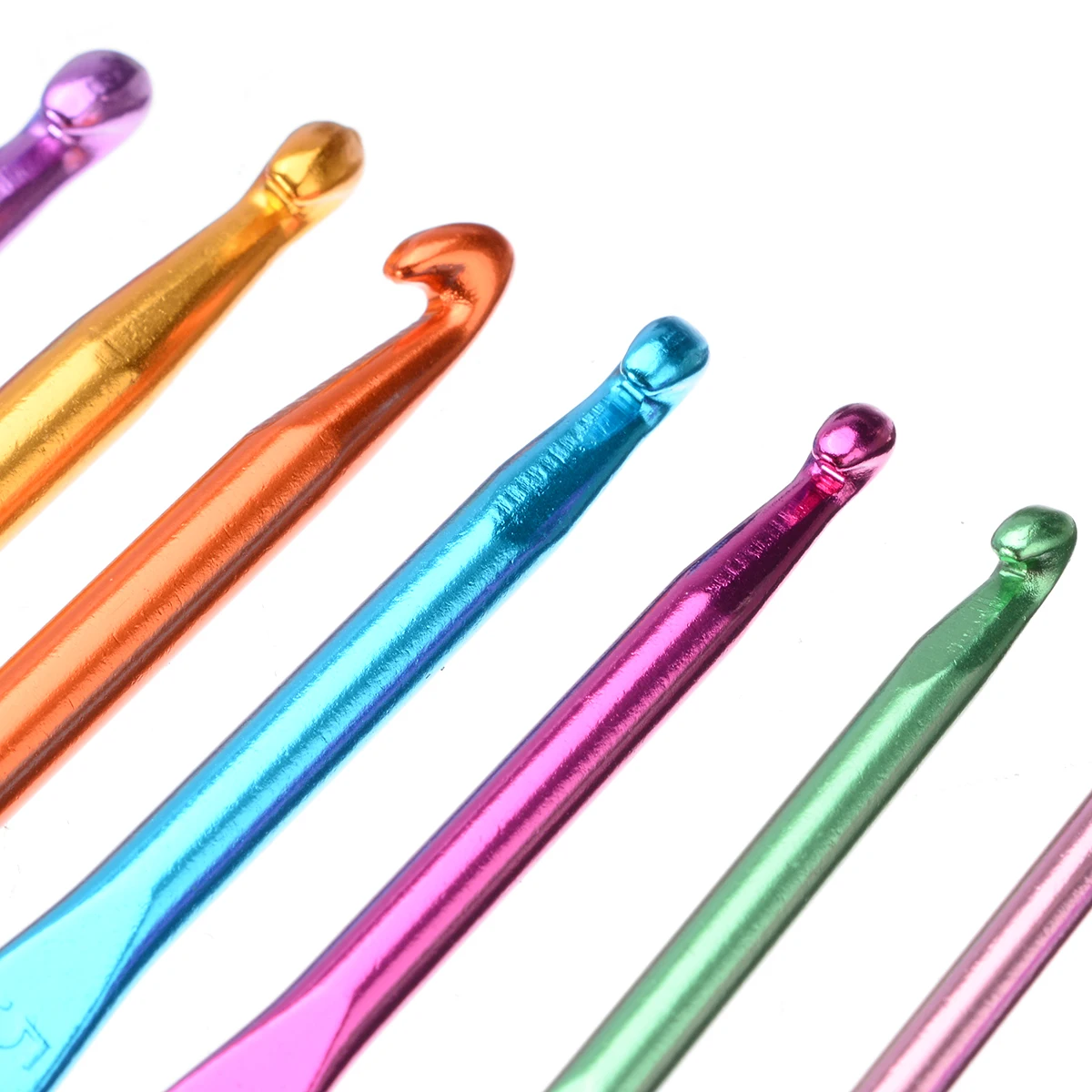 14pcs/set Aluminum Crochet Needles Kit 2-10mm Multi Color Crochet Hooks Knitting Weaving Crochet Needles Sewing Yarn Knit Tools