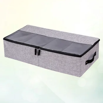 

Foldable Shoes Storage Box with Compartments Dustproof Underbed Storage Bin Assembled Organizer for Blanket Clothes (Dark Grey)
