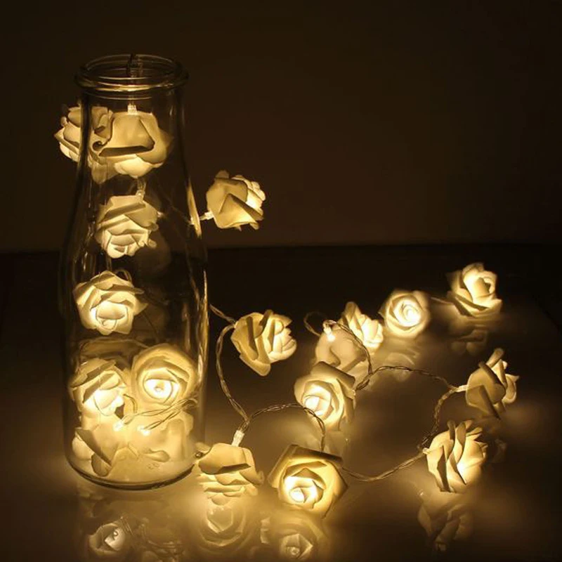 

1.5M 10Led AA Battery LED Rose Christmas Lights Holiday String Lights Valentine Wedding Decoration Flower Bulbs LED Lamp Light