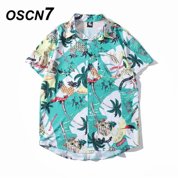 

OSCN7 Casual Cloud Printed Short Sleeve Shirt Men Street 2020 Hawaii Beach Oversize Women Fashion Harujuku Shirts for Men 2025