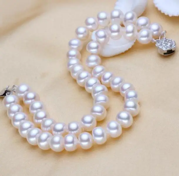 

8-9mm Natural Pearl Bracelet Double Oblate Glare Flawless High Quality Hand Chain