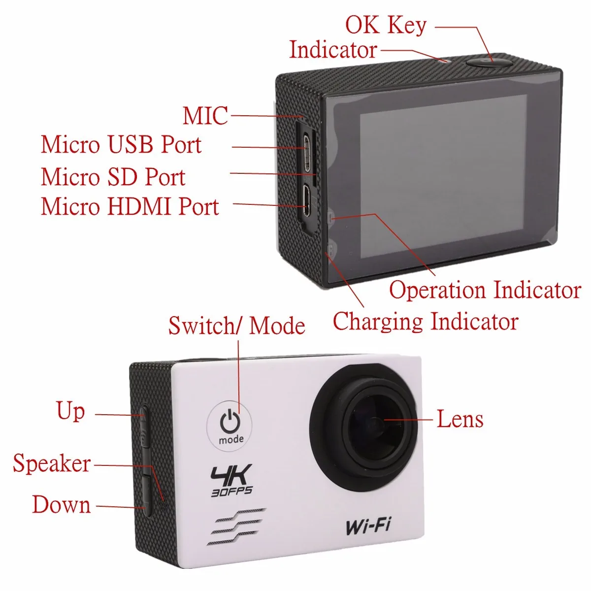KINCO Высокое качество HD 4K 1080P 16MP WiFi 170 ° Подводный Водонепроницаемый Спорт экшн видео DV камера Спорт Cam Мини видеокамеры