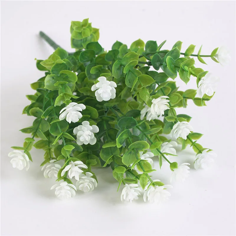 35cm white 20 голов Зеленые искусственные листья большие листья эвкалипта Декоративные искусственные растения для домашнего магазина садовые вечерние украшения 50 см - Цвет: 35cm white