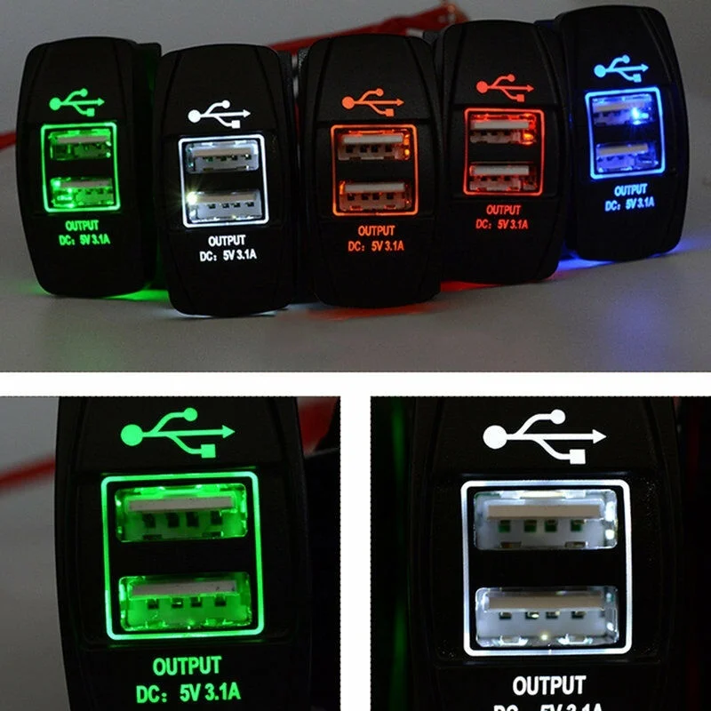 Зарядное устройство с двумя USB портами на 3 1 А 12 В светодиодная водонепроницаемая