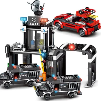 

Creative Bricks Car DIY SWAT Gangster Prisoner Car City Military Series Classic Educational Building Blocks Model Kids' Toys