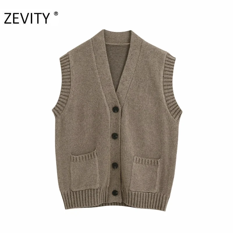 ZEVITY Новая Женская мода v образным вырезом однобортный вязаный свитер для