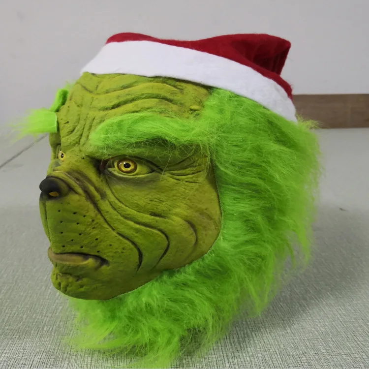 Смешная латексная маска на всю голову на Рождество Grinch, карнавальный костюм на Хэллоуин, Вечерние Маски для взрослых, карнавальные маски для лица Grinch