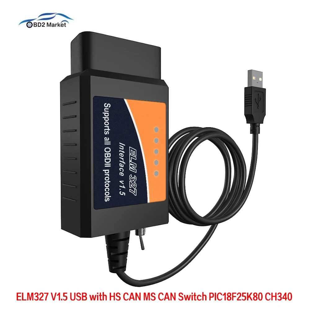 ELM327 V1.5 USB с HS CAN MS переключатель PIC18F25K80 CH340 OBD2 диагностический инструмент для Ford brush