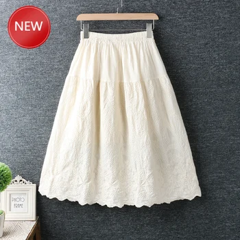 

Woman SkirtsVintage Baroque embroidery cotton layers lolita A-line skirt saia 2020 autumn