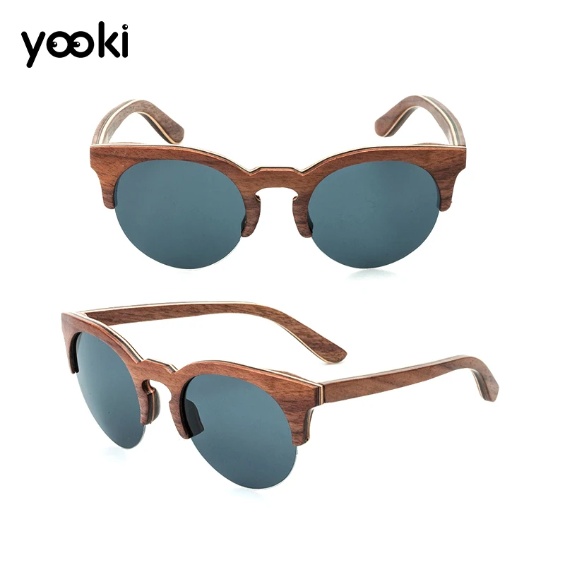 Cat Eye Wood Bamboo Sunglasses Women Fashion Mirror Sunglasses Men Brand Designer Glasses