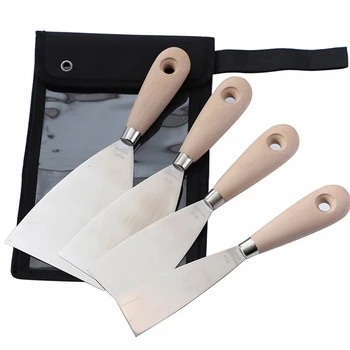 

1/4pcs 4/6/8/10cm Putty Knife Scraper Blade Shovel Stainless Steel Wooden Handle Wall Paint Plastering Spatula Hand Tool