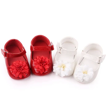 

Newborn Baby Shoes Flowers PU Toddler Shoes Baby Girl Baby Cute Prewalker Flower Soft Soled Non-slip Footwear Crib Shoes