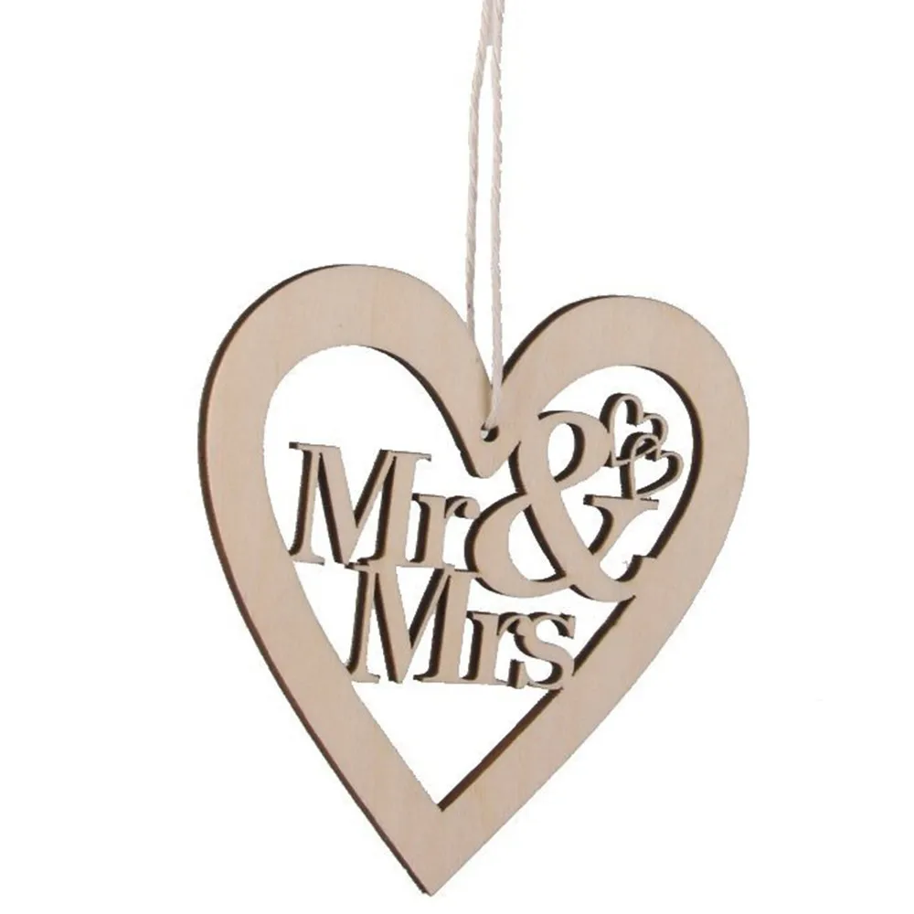 

10Pcs/set Wooden Laser Engraving MR & MRS Wedding Love Pendant Wooden Wedding Valentine Pendant Festival Supplies