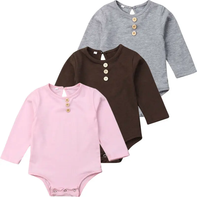 

Newborn Pink Clothes Baby Boy Girl Pure Cotton Long Sleeve Romper Solid Color Soft Clothes Infants Autumn Tops 0-18M