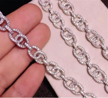 

Tennis AAAAA cz Bracelet Bangle White Gold Filled Engagement Wedding Chain Bracelets For Women men Iced out Party Jewelry Gift