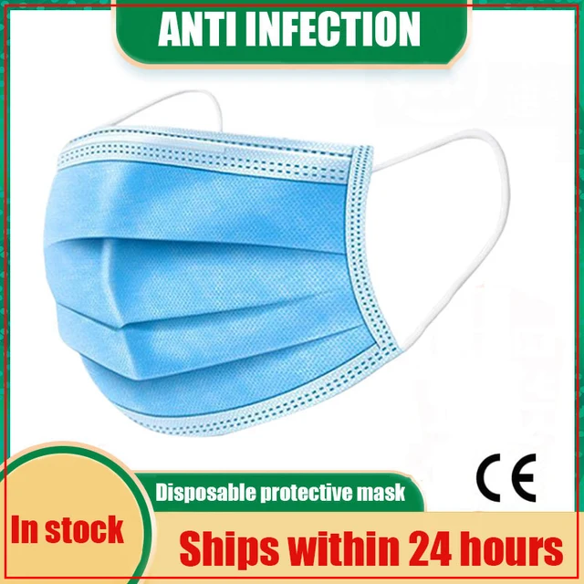 US $16.50  10 pcs 50 pcs 100 pcs Disposable Protective N95 Mask 3 Layers Antibacterial Dustproof Facial Cover 
