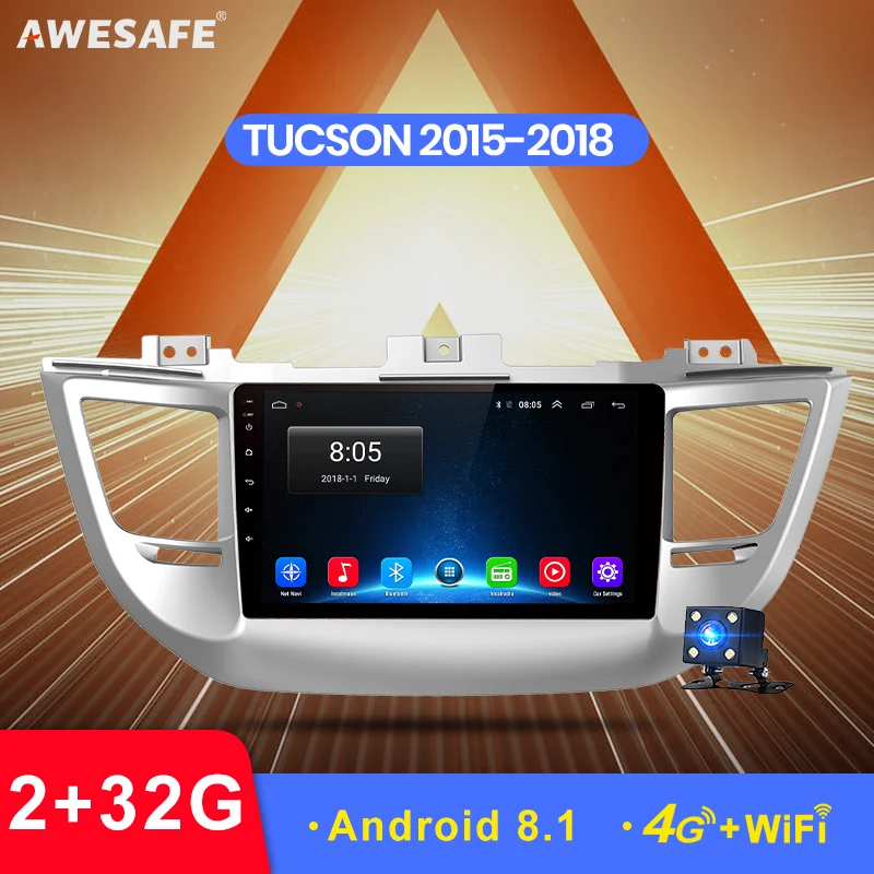 AWESAFE 2 din Android 8 1 автомобильный Радио мультимедийный видео плеер gps навигация для