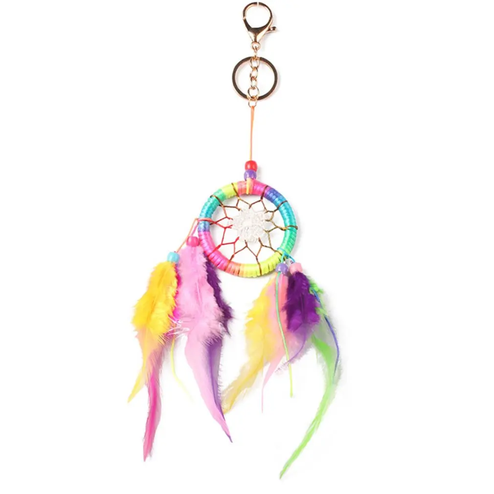 

MS6134 Creative Handmade Colorful Feather Keychain Dreamcatcher Bag Car Decoration Pendant Dream Catcher Decoration