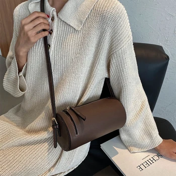 

Fashion Solid Color Round Baguette Crossbody Bags for Women Shoulder Bag PU Leather Hand Bags Women 2020 Handbag Female Purse