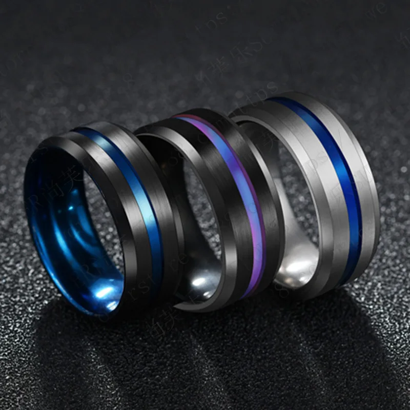 Горячая 8 мм черное титановое кольцо для мужчин и женщин обручальные кольца модные радужные обручальные кольца ювелирные изделия
