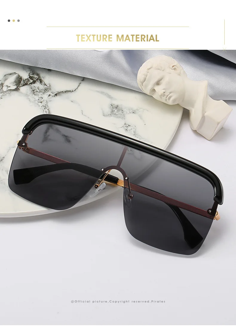 Classic Black Shield Oversized Sunglasses Women Men Fashion Luxury Designer Square Sun Glasses For Female Rectangle Shades UV400