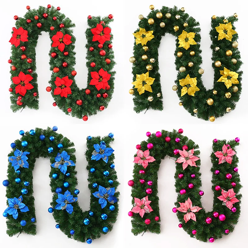 

New Year Christmas Outdoor Decorations for Home Window Christmas Garland Green with LED Lights Christmas Tree Ornaments Pendant