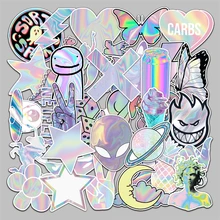 10/30/50Pcs Dessin Animé Laser Arc En Ciel Tendance Graffiti Autocollant Moto Portable Planche À Roulettes Ordinateur Portable Valise Étanche Autocollant