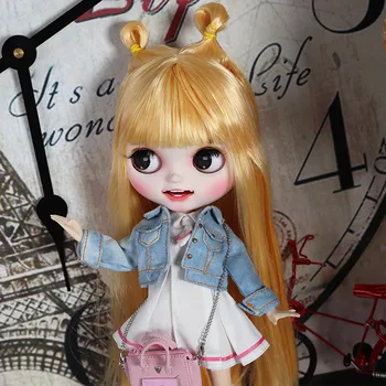 

1/6 BJD joint body white skin soft straight hair carved lips smile SD gift toy customized